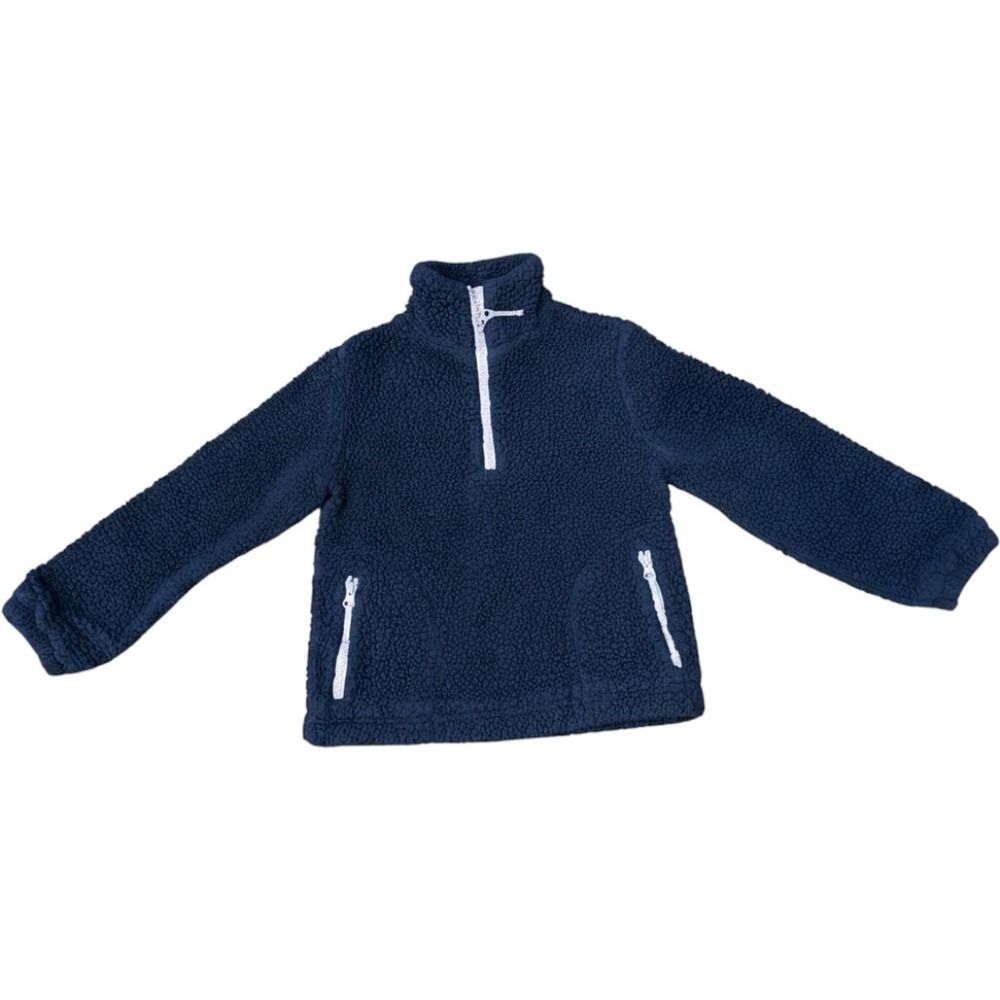 Crewcuts Kids Navy Sherpa Fleece Quarter Zip Pullover Jacket Size 10